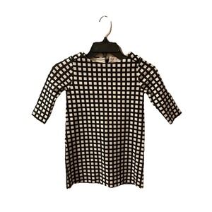 Crewcuts Windowpane Black &‎ White Dress 3/4 Sleeves Girls Size 5